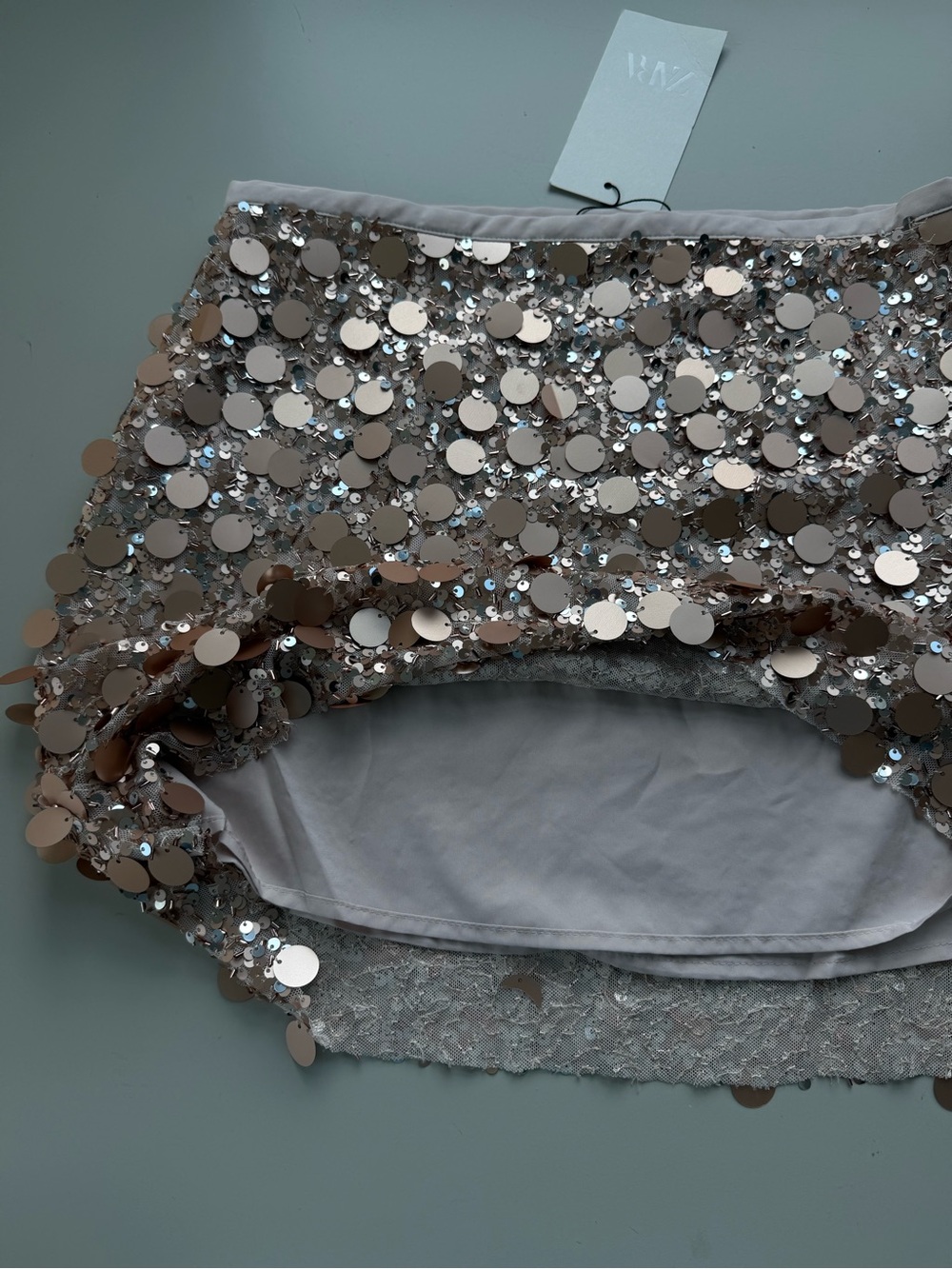 NWT Zara Sequin Mini Skirt Pink Gold - Picture 11 of 12